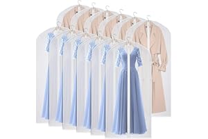 Kntiwiwo 60'' Garment Bags Dress Bag for Storage (Set of 12) Dust-Proof Suit Protector Cover Bag with Zipper for Long Dresses