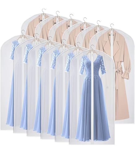 Amazon.com: Garment Bag Clear for Long Dress (24'' x 60'' Set of 6)  Clothing Suit Bags for Closet Storage Wedding Dress Garment Bags with  Zipper Gown Garment Cover for Long Dresses :