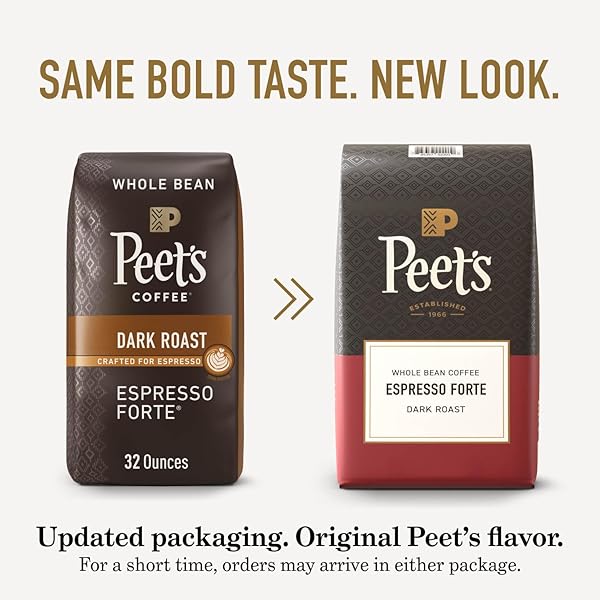 PEET’S COFFEE, DARK ROAST WHOLE BEAN COFFEE, 100% ARABICA COFFEE – ESPRESSO FORTE 32 OUNCE BAG