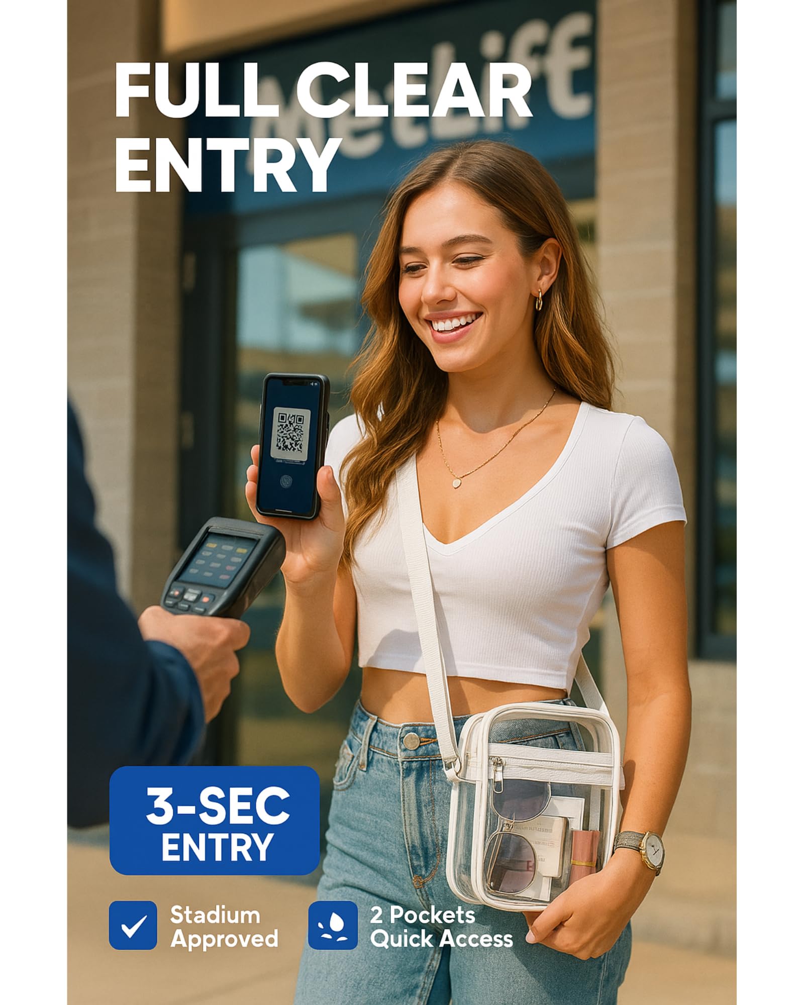 PACKISM Clear Bag for Stadium Events - Clear Purses for Women Stadium Crossbody Messenger Bag for Concerts Sporting Events