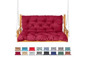 NANGELRN Porch Swing Cushion with Backrest,Waterproof Bench Cushion for Outdoor Furniture,2-3 Seater Replacement Thickened Swing Cushion with Ties,Patio,Outdoor,Backyard and Garden (Wine Red,40x40)