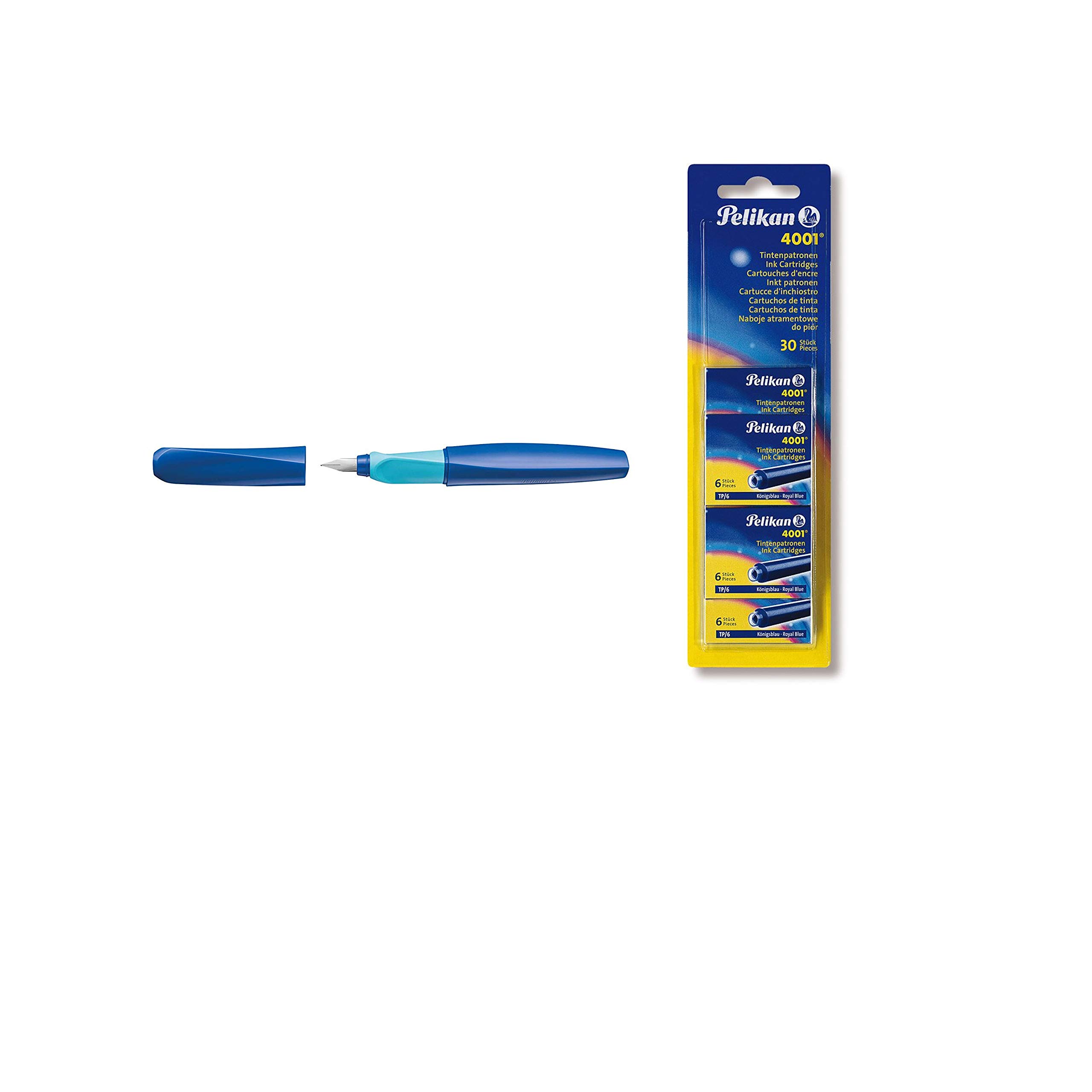 Pelikan Twist Nib Fountain Pen, M, Includes 1 Cartridge, 1 Piece (Deep Blue + Cartridges, Folding Box)