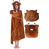 Mewaii Highland Cow Gifts Wearable Blanket Hoodie Soft Highland Cow Blanket | Full-Body Coverage, Hands-Free Design, Phone Pocket, For Home, Camping &amp; Lounging, Birthday Gifts for Women &amp; Animal Lovers