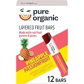 Pure Organic, Layered Fruit Bars, Pineapple Passionfruit, Gluten Free and Vegan Fruit Snacks, 6.2oz Box (12 Count)