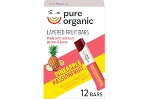 Pure Organic, Layered Fruit Bars, Pineapple Passionfruit, Gluten Free and Vegan Fruit Snacks, 6.2oz Box (12 Count)