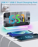 SZELAM Projection Alarm Clock 7.4 in Large LED Mirror Display USB C view 6