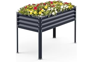 Sunvigor Raised Garden Bed with Legs, 48x24x32in Reinforced Elevated Metal Raised Planter Box Outdoor, Standing Growing Bed Herb Planter - for Gardening, Vegetables, Flower, Backyard (Navy Blue)