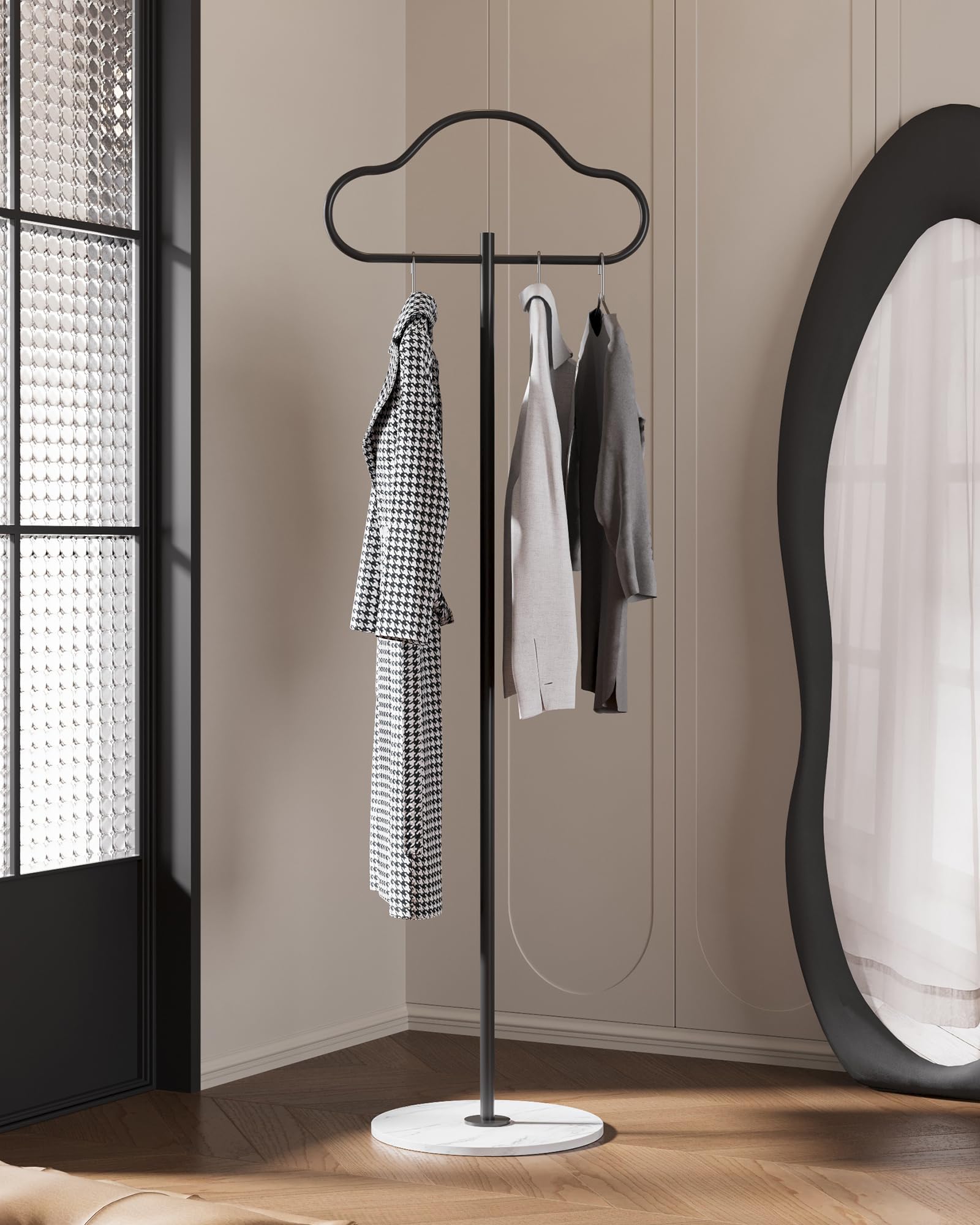 Photo 1 of Semjar Black Modern Small Garment Rack Heavy Duty, Coat Rack and Stand for Jackets, Suits, Hats, Dress