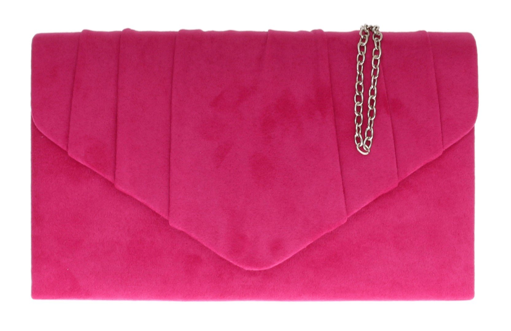 Girly Handbags Womens Faux Suede Clutch Bag Pleated Design Evening Party Fuchsia