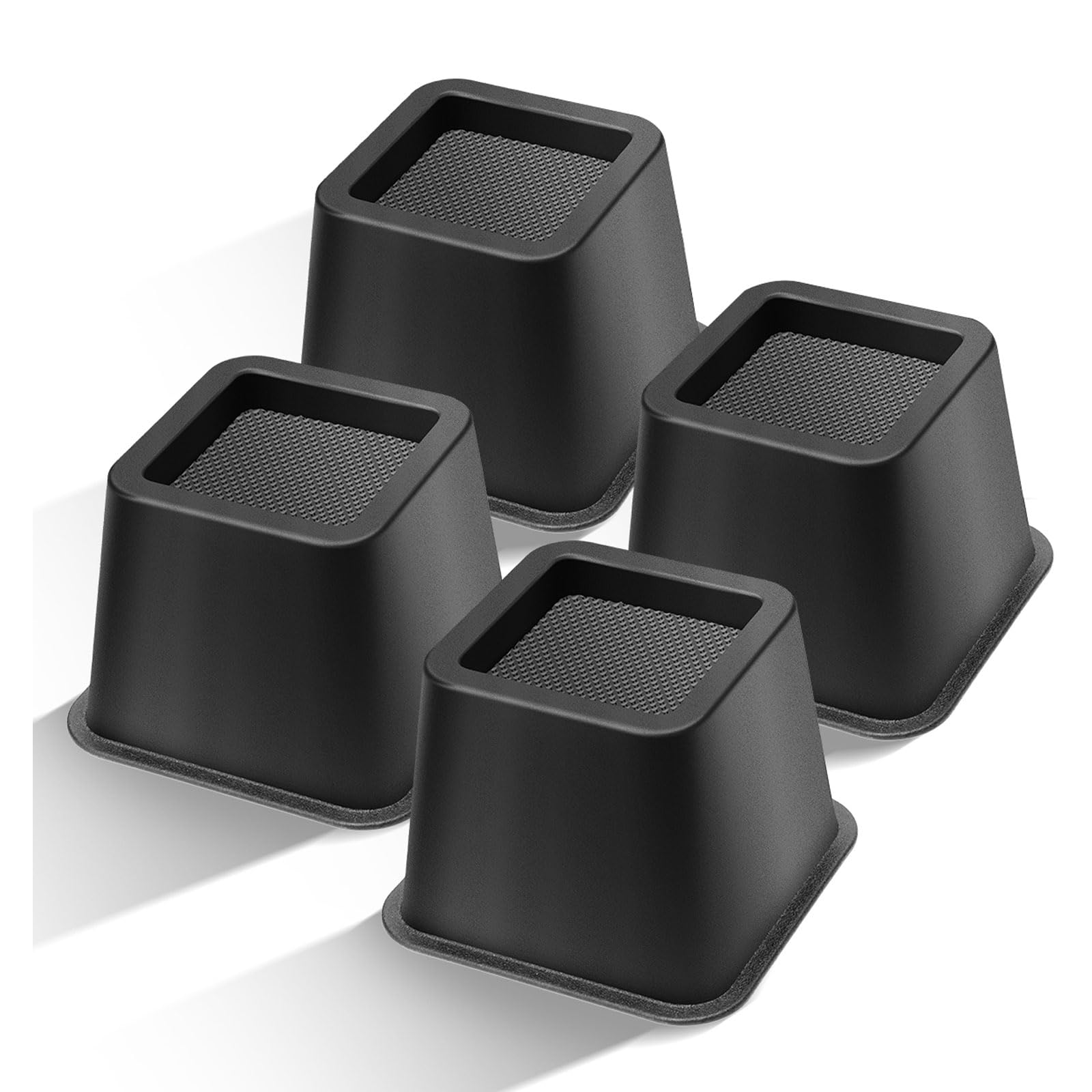 Photo 1 of MCXYEM Bed Riser/Furniture Lift Bed/Bed risers/Furniture Lifter/Table risers/Frame Risers Create Under Bed Storage Heavy Duty for Furniture Height Adjustment (Black 4 Pack, 3 Inch)