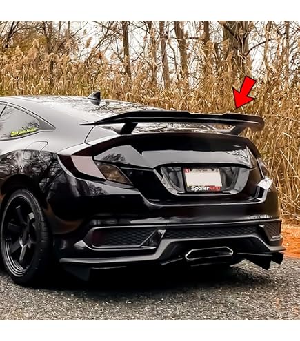 ANTUKO Matte Black Trunk Spoiler Wing With LED Brake Light For Honda Civic 2012-2015