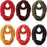 Handepo 6 Pcs Women Infinity Scarf Solid Color Lightweight Loop Scarf Winter Soft Neck Warmer for Women Men