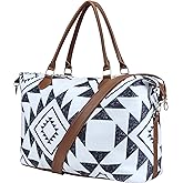 XinblueCo Geometry Print Weekender Bag, Multicolored, Canvas, 24.4 x 15.7 x 8.25 inches, Duffel Bag, Travel Bag, Overnight Bag, Shoulder Strap