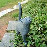 Newman House Studio Garden-Statues Cat-Figurines Home Garden Decor - Farmhouse Backyard Polyresin Kitten 7.6L x 4W x 14.5H inch