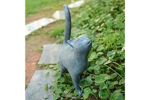 Newman House Studio Garden-Statues Cat-Figurines Home Garden Decor - Farmhouse Backyard Polyresin Kitten 7.6L x 4W x 14.5H inch