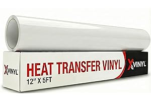 XVinyl Heat Transfer Vinyl On HTV - Free Decal (White, 12 inch x 5ft)