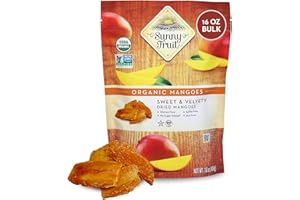 Sunny Fruit Soft Organic Dried Mangoes - 1 Pound Bulk Bag | No Preservatives, No Sugar Added | Healthy, Naturally Sweet Tropical Dried Fruit Snack | NO SULFIDES, NON-GMO, VEGAN, HALAL, KOSHER