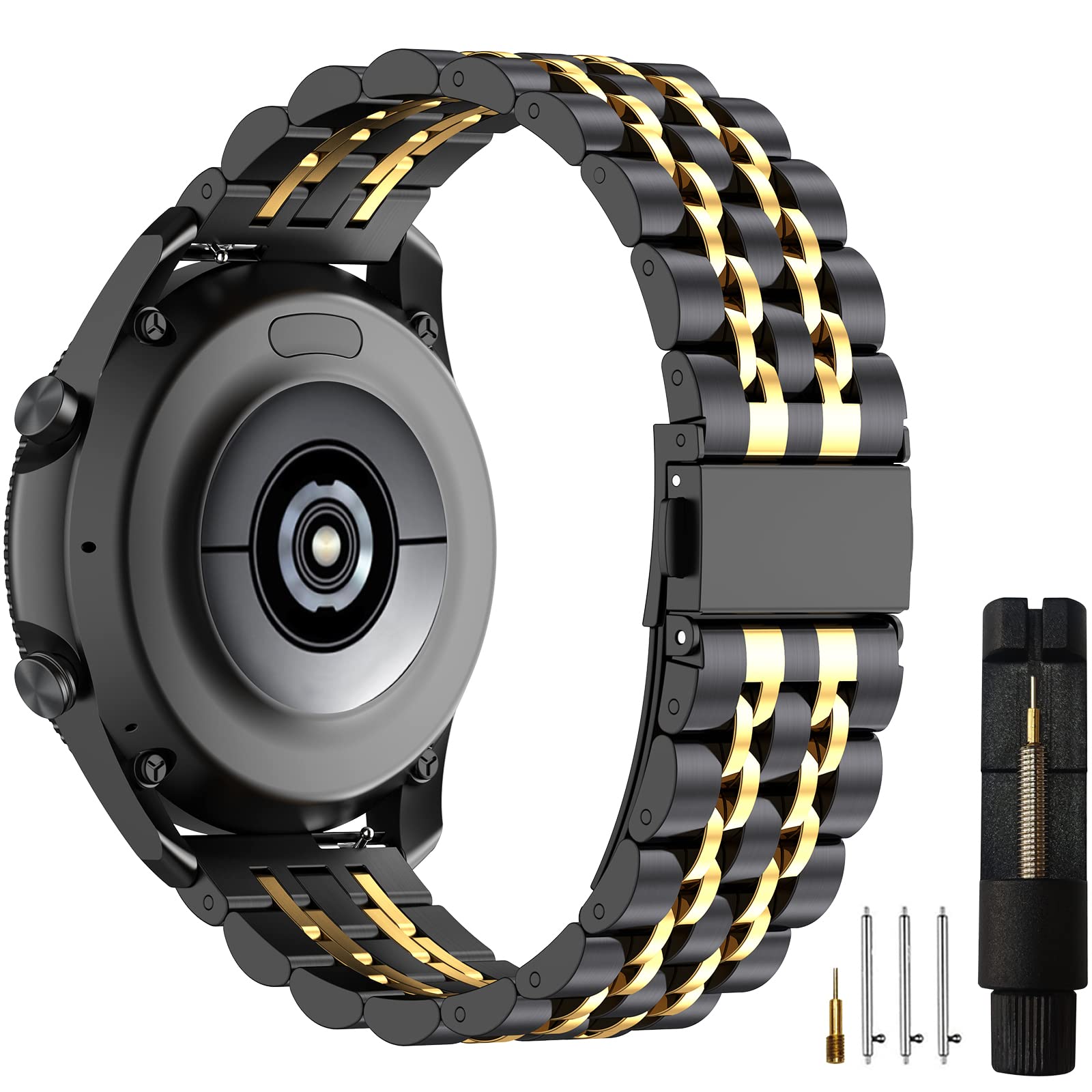 EZMVZKU 22mm Bands Compatible with Galaxy Watch 3 45mm/Gear S3, Quickfit Stainless Steel Metal Straps for Garmin Venu 3/2/Forerunner 265/745/Amazfit GTR4/3/2/huawei watch GT4/4 pro