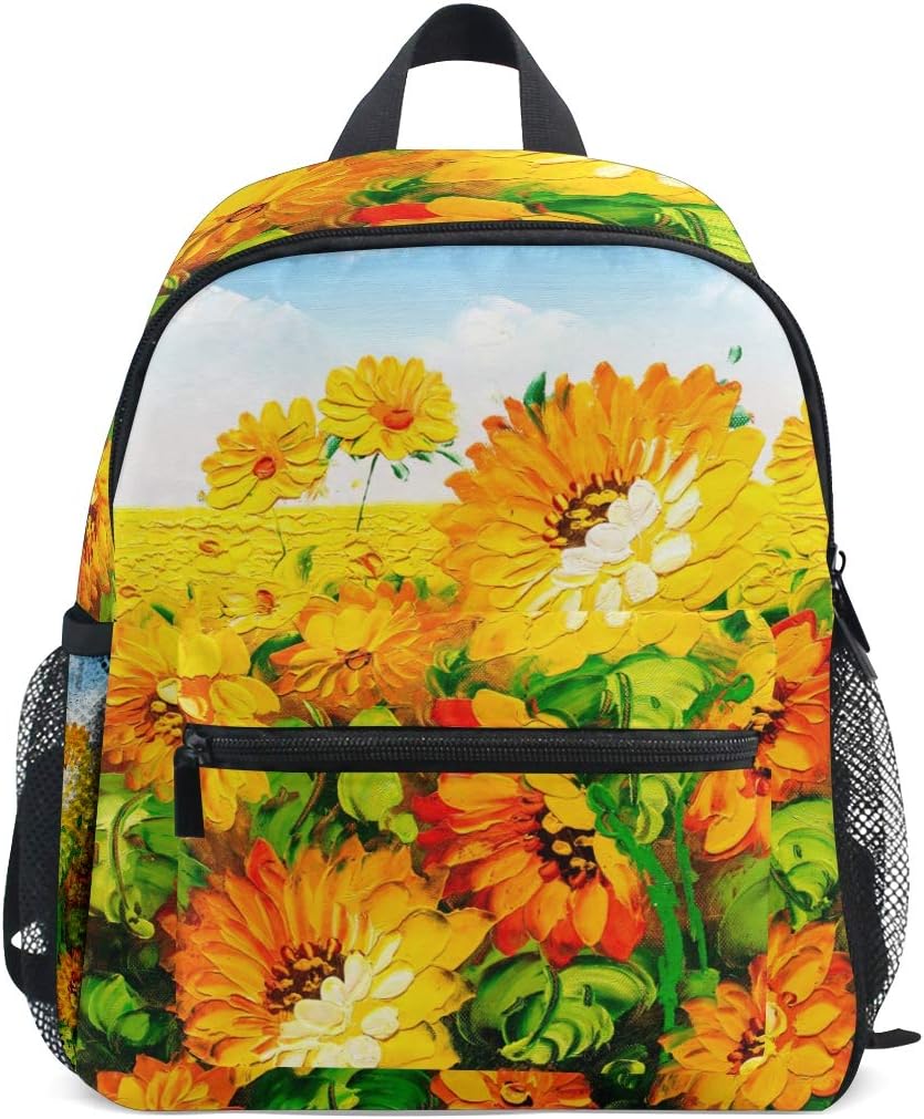 Kids Backpack Sunflower Painting Kindergarten Preschool Bag for Toddler Girls Boys