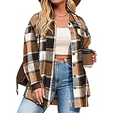 RITERA Womens Plus Size Shacket Jacket Flannel Button Down Plaid Long Sleeve Shirts Casual Fall Blouses Tops XL-5XL