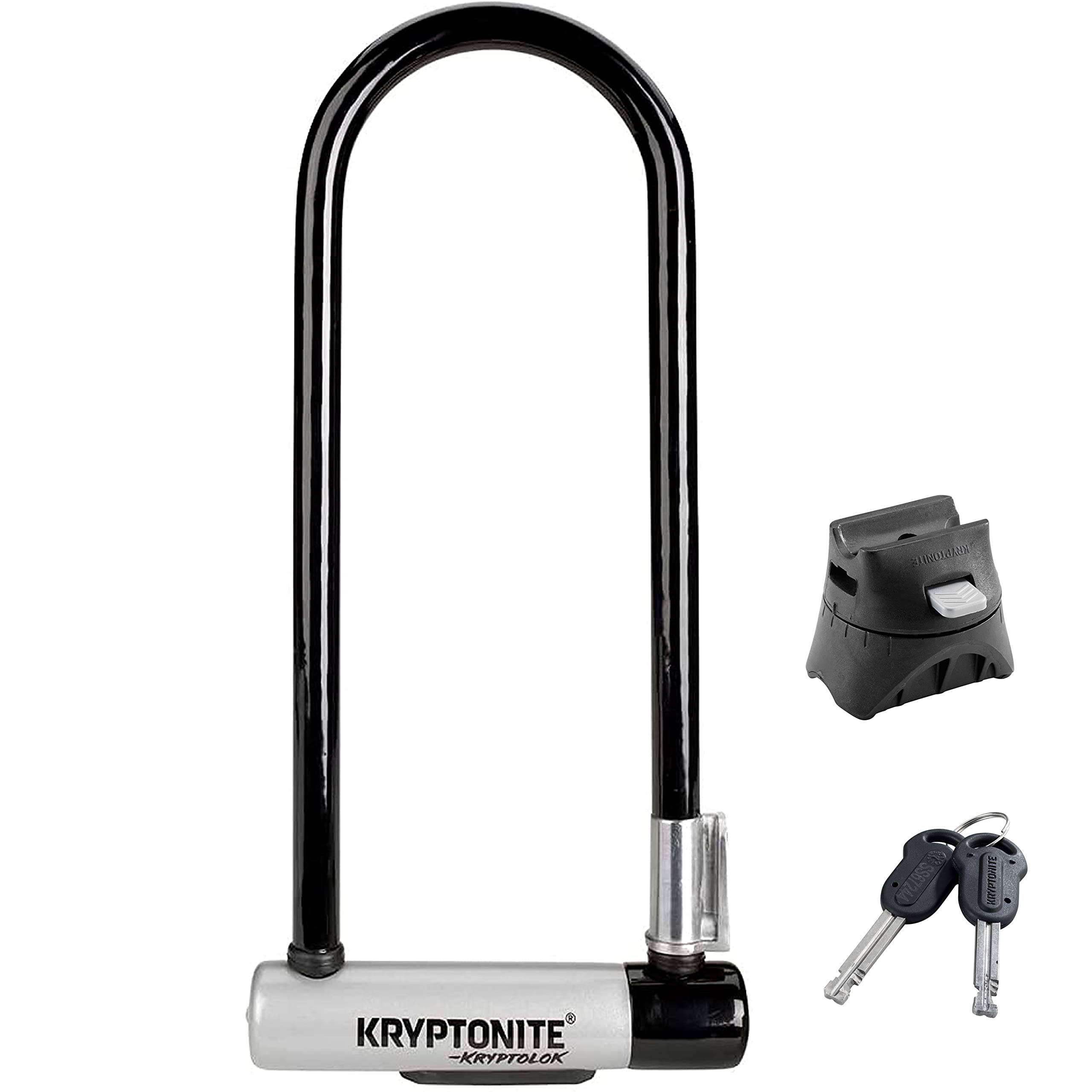 Kryptonite Kryptolok LS Bike U-Lock, Heavy Duty Anti-Theft Bicycle Lock Sold Secure Gold, 12.7mm Long Shackle with Mounting Bracket and Keys, Ultimate Security Lock for Bicycles E-Bikes Scooters