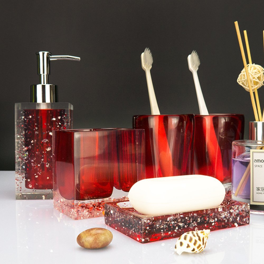 LUANT Generic 5Piece Resin Bathroom Accessory Set with Soap Dish