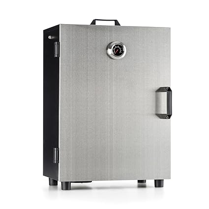 Klarstein Flintstone Steel • elektrischer Räucherofen aus Edelstahl • Räucherschrank • Smoker • 800 Watt • tragbar • Cool-Tou