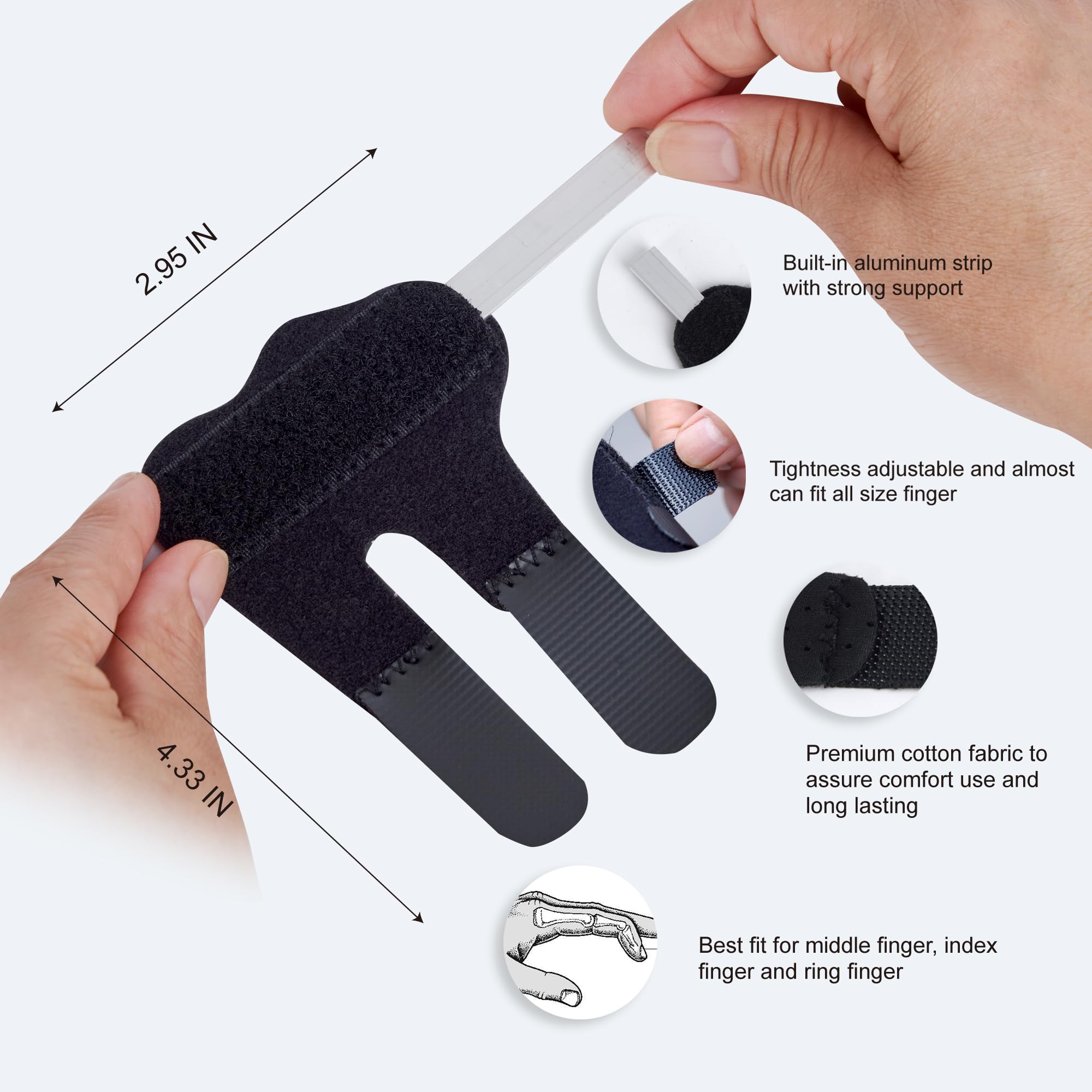 Soft Home Finger Splint, Mallet Finger Splints for Pain Relief, Trigger Finger Splint for Thumb, Middle, Pointer, Ring or Pinky Finger
