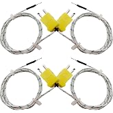 4pcs K Type Thermocouple Probe 1 M, K-Type Thermocouple Temperature Sensor with Mini Connector,Temperature Sensing Line Measure Range -40 to 400 Celsius Compatible for TM902C/ TES1310,