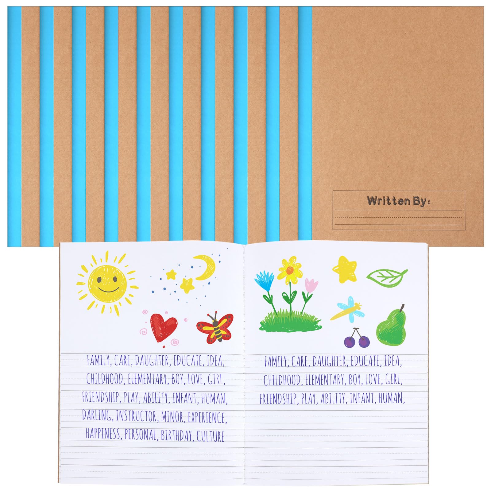 Photo 1 of **MISSING 10** Henoyso 20 Pcs Primary Composition Notebook 9 3/4 x 7 1/2 Inch Kids Journal, Back to School Supplies, K-2 Primary Writing Notebook for Kids Student Draw and Write Story Journal (Blue)