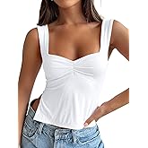 Trendy Queen Double Lined Tops for Women Summer Going Out Backless Crop Tank Tops Teen Girls Cute Shirts Preppy Clothes
