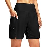 Wrakus Women's 7" Long Swim Board Shorts High Elastic Waisted Quick Dry Shorts