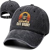 Cat Daddy Funny Retro Washed Cotton Baseball Cap, Adjustable Lightweight and Breathable Unisex Outdoor Hat, Retirement for Men Cat Lover Dad Grandpa Husband, Birthday Black