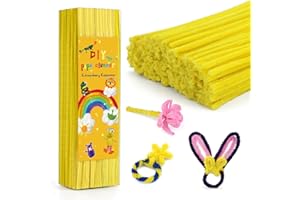Iuuidu Pipe Cleaners Chenille Stem, 300PCS Pipe Cleaners Craft Supplies, Fuzzy Sticks Pipe Cleaner Brush for DIY Art Creative Craft Decorations (Bright Yellow)