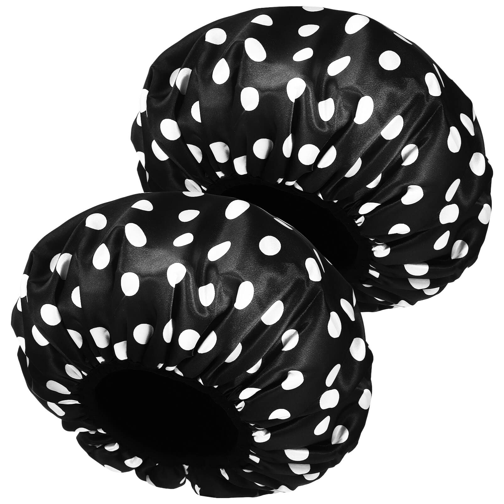 Beavorty 2 Pcs Shower Caps Reusable Bath Caps Elastic Band Shower Caps Hair Bath Caps Dots Pattern Shower Hats for All Hair lengths