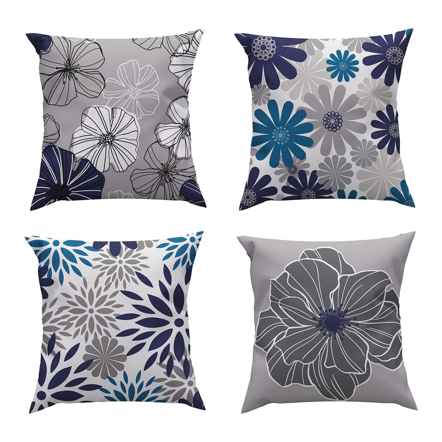 Photo 1 of ROCK CLOUD Blue Pillow Covers 18" x 18" Set of 4 Decorative Throw Pillow Cover for Couch Modern Pillow Cases 