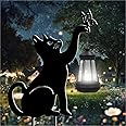 Solar Lights Outdoor Garden Decor - Black Cat Figurine Light Stake with Butterfly Decorative Metal Housewarming Ornament for Yard Pathway Lawn Patio – Unique Gift Ideas for Christmas