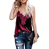 lime flare Women Sexy Velvet V Neck Lace Cami Tank Tops