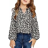 blibean Girl Flower Bell Sleeve Blouse Floral Fall Tops 4-15 Years