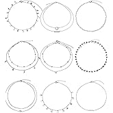 BBTO 9 Pieces Women Girls Sliver Layered Chain Choker Necklace Layered Pendant Choker Jewelry Set