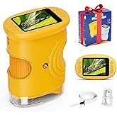 Microscope for Kids - 1000X Kids Handheld Pocket Microscope with 4K IPS Screen, Portable Photo Video Education Miniscope for Birthday for Children Ages 3-8 Boys Girls Toys