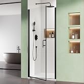 Pivot Swing 28'' Glass Shower Door 27.5-29"x72" Hinged Single Panel Door with SGCC 1/4" Clear Tempered Glass Reversible Matte Black Handle for Small Bathroom Spaces