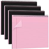 MotiMind 4 Pcs Legal Pads Landscape Notebooks Hole Punched Top Spiral Bound Notebooks 11 x 9.5 Inch College Ruled Drawing Notepad Tear Line for Removal 50 Sheet Office Steno Book(Pink)