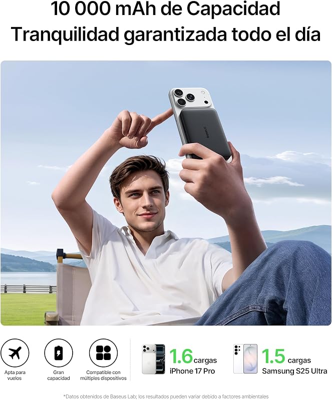 EnerFill FM21 Qi2.2 25W Powerbank Magsafe, Batería Externa Magnética 10000mAh, PD 45W USB C Carga Rápida, Power Bank Carga inalámbrica para iPhone 18，17, 16, 15 Pro MAX