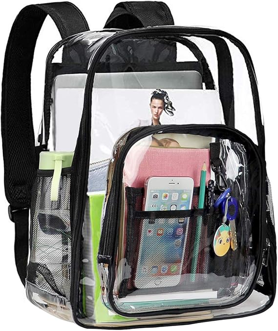 Clear School Backpack, Large PVC See Through Bookbag Amazon.co.uk