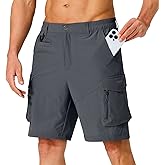 Men's Hiking Cargo Shorts Quick Dry Lightweight Travel Shorts with Multi Pockets for Fishing Camping Golf