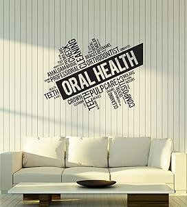 Vinyl Wall Decal Oral Health Words Cloud Dentistry Dentist Office Interior Dental Clinic Stickers Mural Large Decor (ig5754) Black