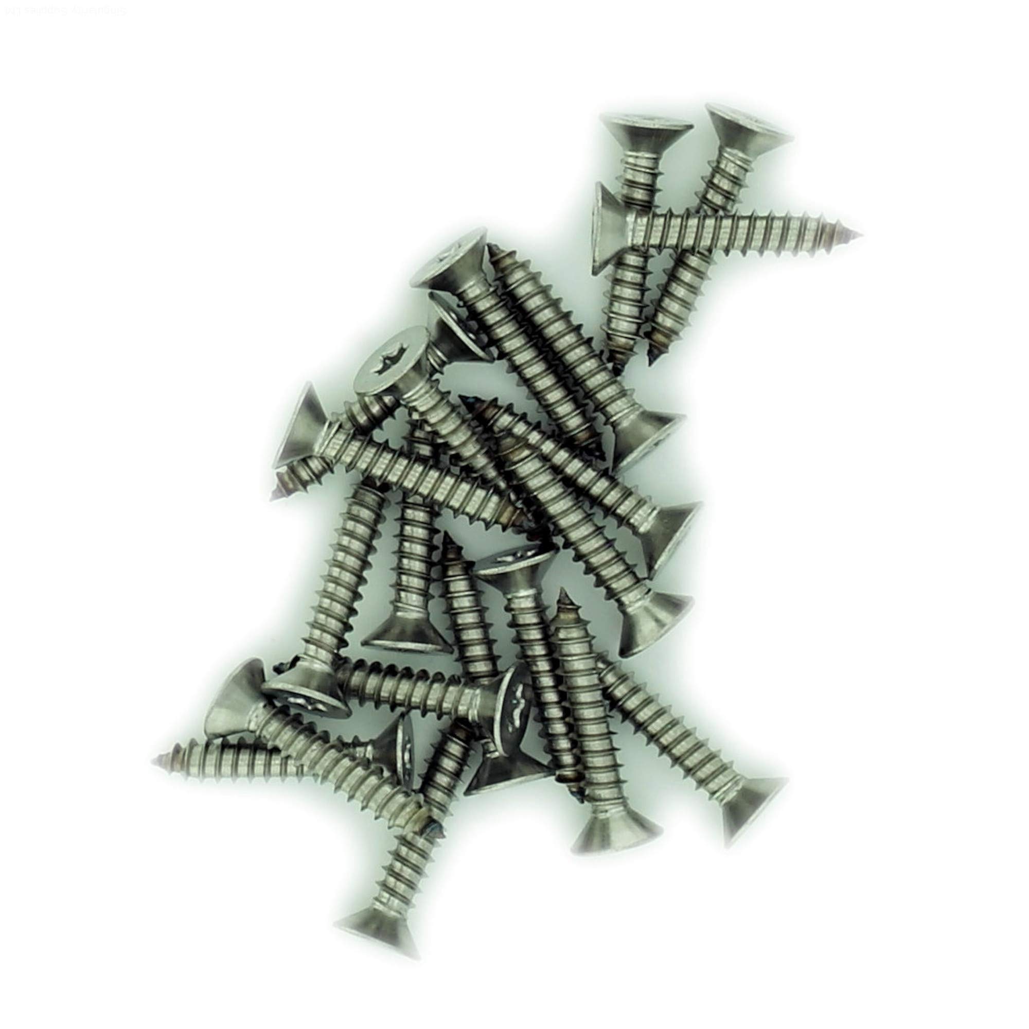 No.12 x 1.775 (5.5mm x 45mm) TX Countersunk Self-Tapping Screw - Stainless Steel (A2) (Pack of 20)