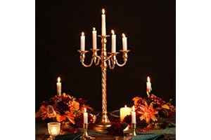INWEDER Gold 5 Arm Floor Candelabra - 28" Metal Spiral Candle Holder, Antique Candle Opera Centerpiece Stand for Events, Ceremony Aisle Reception