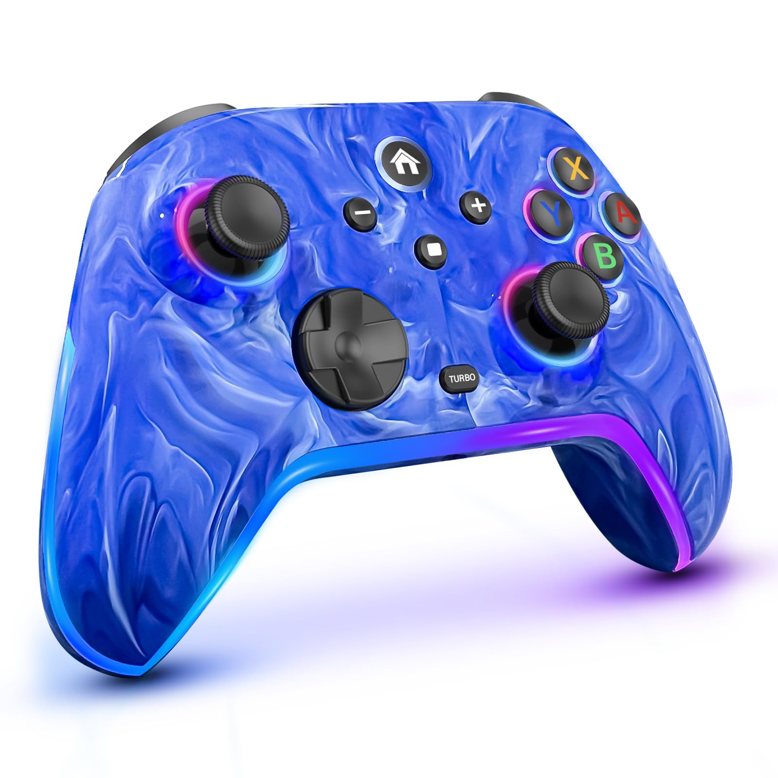 Wireless Switch Controllers for Nintendo Switch/Lite/OLED/Switch 2, 1200mAh Rechargeable Pro Controller, 10 Colors LED Light up, Switch Turbo Remote with Vibration/Motion Control/Turbo/Gyro/Wake up